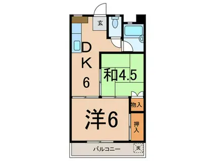 キャッスル寺尾(2DK/2階)の間取り写真