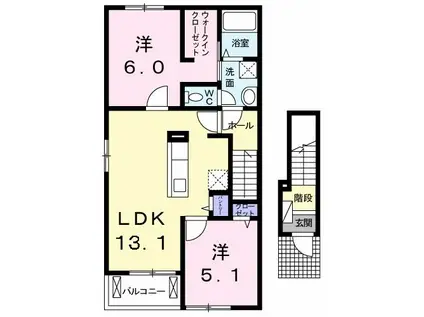 アルバ・グランデ II(2LDK/2階)の間取り写真