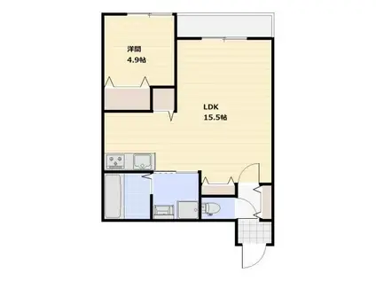 グランデール(1LDK/3階)の間取り写真