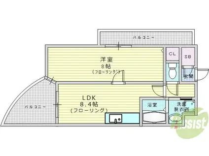 カスタリア新梅田(1LDK/9階)の間取り写真