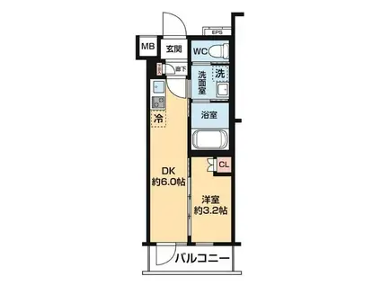 ハーモニーレジデンス中野ノース ARAI(1DK/2階)の間取り写真