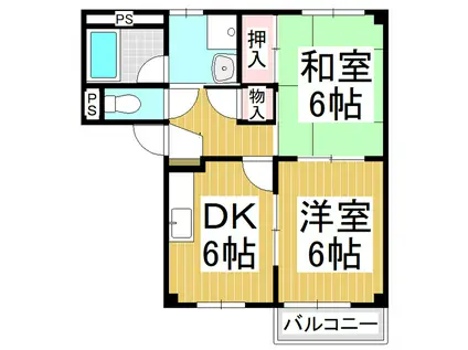 サープラスTWOリーベン(2DK/1階)の間取り写真