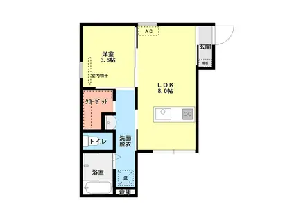 LIFE白山浦(1LDK/1階)の間取り写真