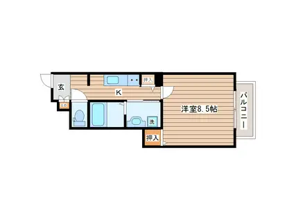 仙台市地下鉄東西線 薬師堂駅(宮城) 徒歩1分 2階建 築8年(1K/1階)の間取り写真