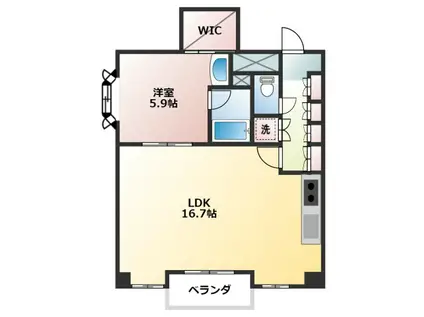 シャトーヨサミ(1LDK/3階)の間取り写真