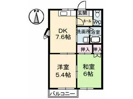 セフィラ柳ヶ丘B棟(2DK/1階)の間取り写真