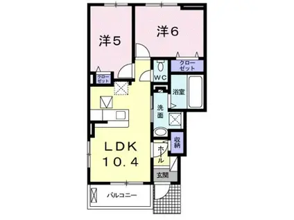 アグレアーブルV(2LDK/1階)の間取り写真