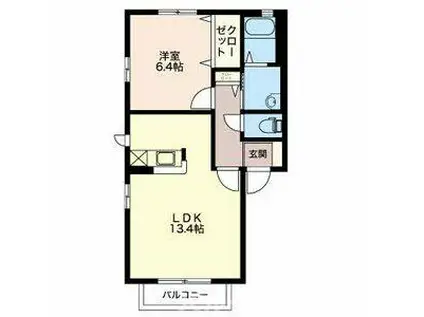 オンディーヌ(1LDK/1階)の間取り写真