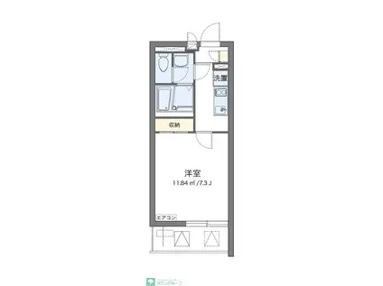 クレイノ善進本町(1K/2階)の間取り写真