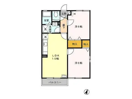 グリフィンドール・十二の木(2LDK/2階)の間取り写真