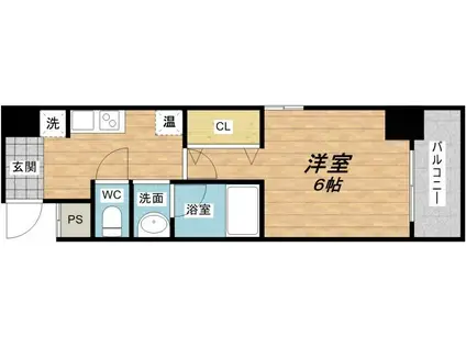 ウイングコート船場(1K/6階)の間取り写真