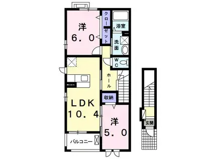ノホ・エカヒ昆陽(2LDK/2階)の間取り写真