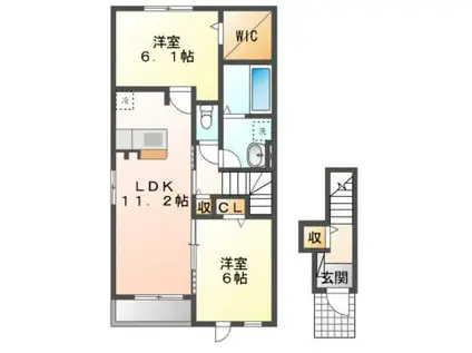 グランド ソレイユ(2LDK/2階)の間取り写真