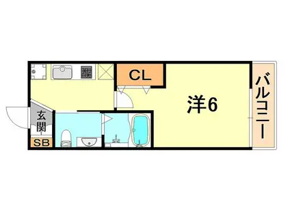 エステムプラザ神戸三宮ルクシア(1K/15階)の間取り写真