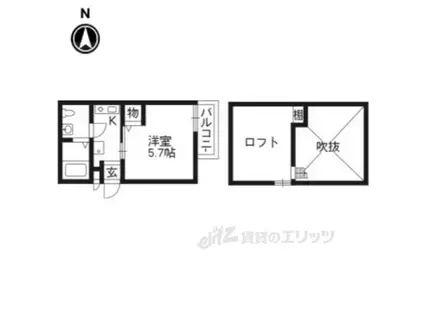 ロフティ四条大宮(1K/2階)の間取り写真