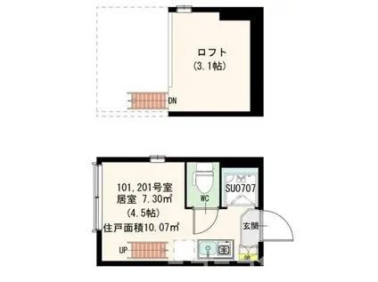 STAGE南台(ワンルーム/2階)の間取り写真