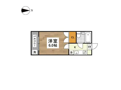 プライマリー熊大前(1K/1階)の間取り写真