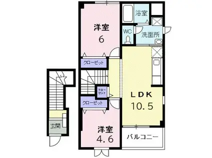 コンステラシオン(2LDK/2階)の間取り写真