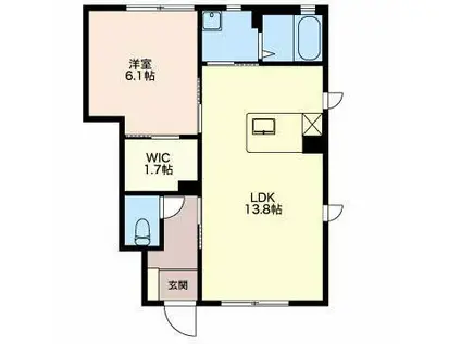 マストタウン檀田 N棟(1LDK/1階)の間取り写真