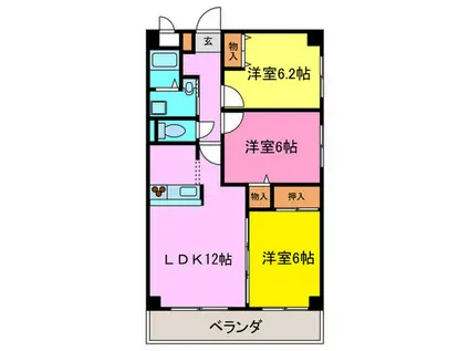 ベレール(3LDK/3階)の間取り写真
