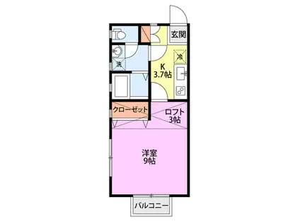 サウスガーデン(1K/1階)の間取り写真