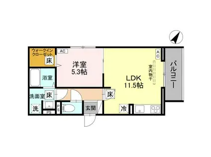 ノーブルラフィネ愛宕(1LDK/3階)の間取り写真