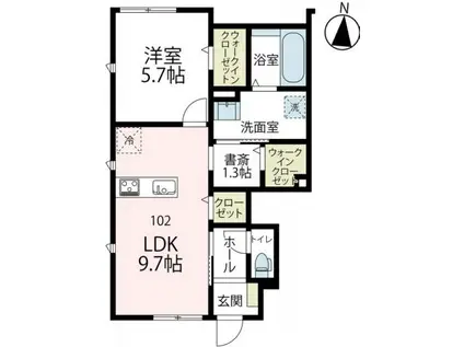 ラ・コリーヌ(1LDK/1階)の間取り写真