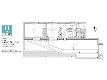 スパシエ大森エセンザ(1LDK/4階)の間取り写真