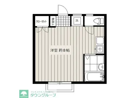 コーポエンジュII(ワンルーム/2階)の間取り写真