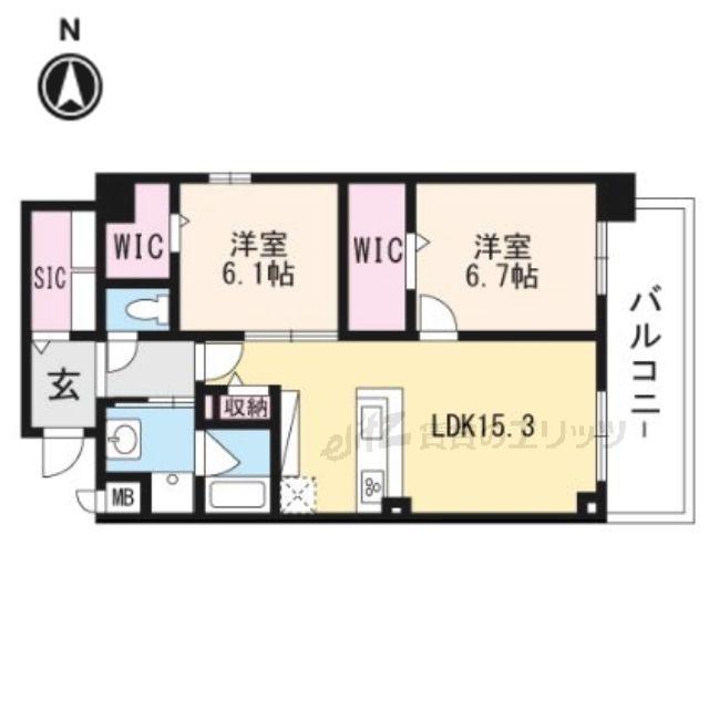 クレッシェンドV(2LDK/3階)の間取り写真