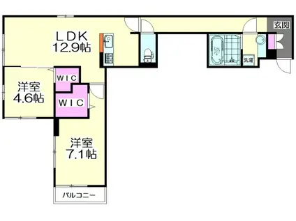 AILE六町(2LDK/1階)の間取り写真
