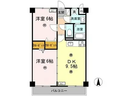 エステート高砂(2DK/2階)の間取り写真