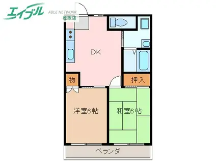 メゾン茶香(2DK/3階)の間取り写真