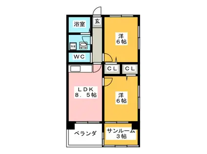 MKマンション(2SLDK/5階)の間取り写真