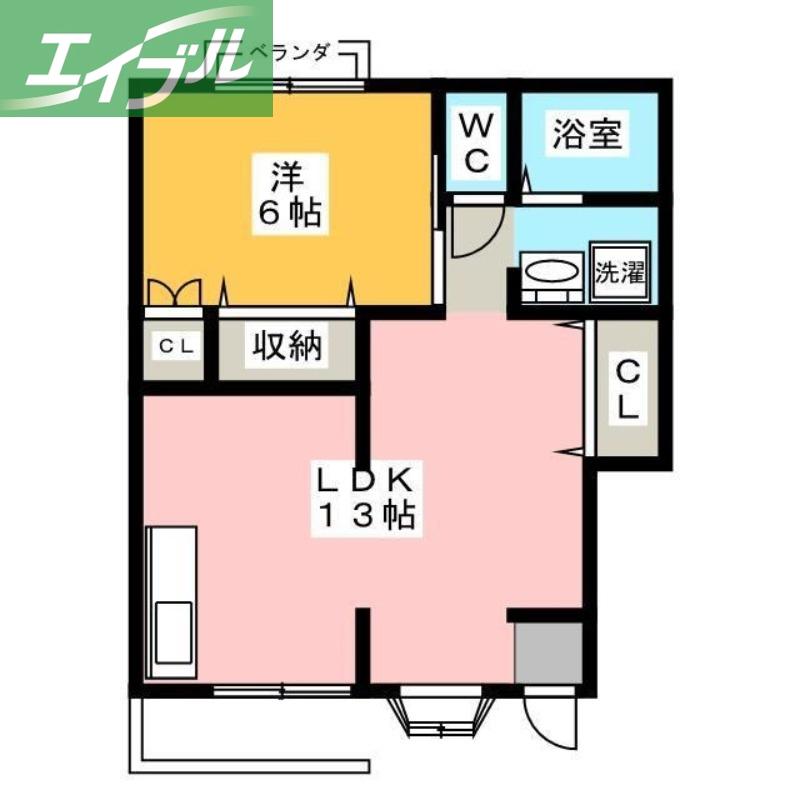 フローラルガーデンB棟(1LDK/1階)の間取り写真