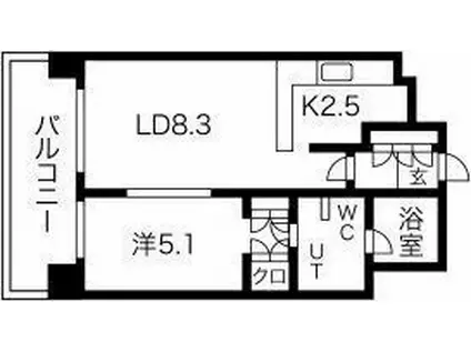 コートドラセナ(1LDK/6階)の間取り写真