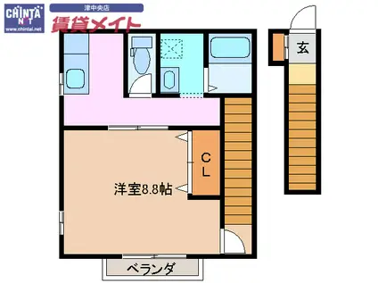 アンフィニII(1K/2階)の間取り写真