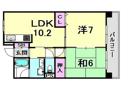 ジュエルコート甲子園口II(2LDK/2階)の間取り写真
