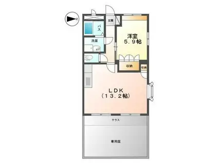 サン・ヴィラージュ(1LDK/1階)の間取り写真