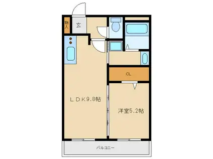 フラワーウィーク(1LDK/1階)の間取り写真