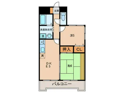 ハルズ羽坂(2DK/6階)の間取り写真