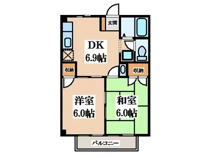 グリーンハイツカワムラ(2DK/1階)の間取り写真