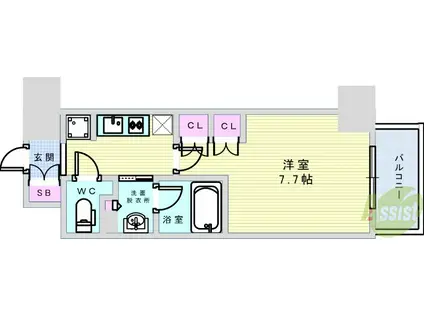 ザ・パークハビオ江坂公園(1K/6階)の間取り写真