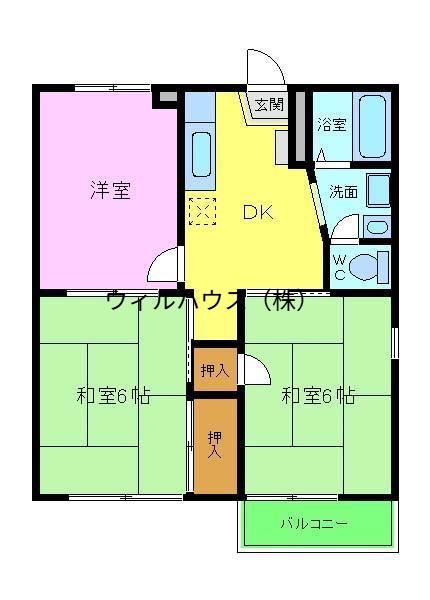 ローズコート(3K/2階)の間取り写真
