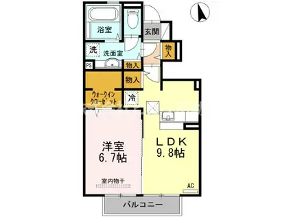 パストラル(1LDK/1階)の間取り写真