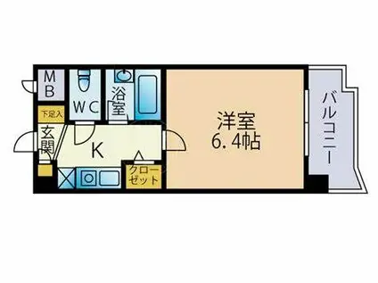 ダイナコートグランデュール高宮(1K/2階)の間取り写真