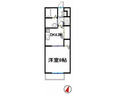 プランドール砥堀(1DK/1階)の間取り写真