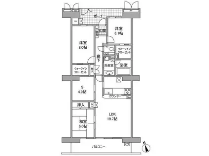 ファミール羽衣公園前(3SLDK/6階)の間取り写真