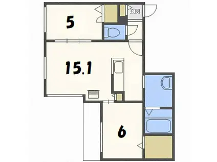 コローレ伏見(2LDK/2階)の間取り写真