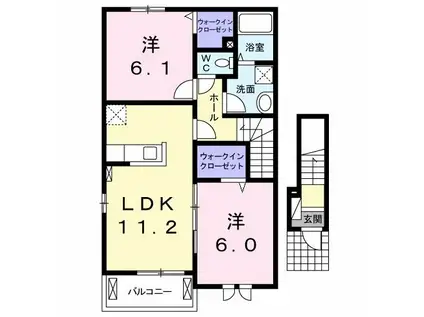スカイコート(2LDK/2階)の間取り写真